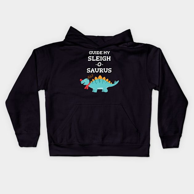 Funny Dinosaur Christmas Stegosaurus Kids Hoodie by MedleyDesigns67